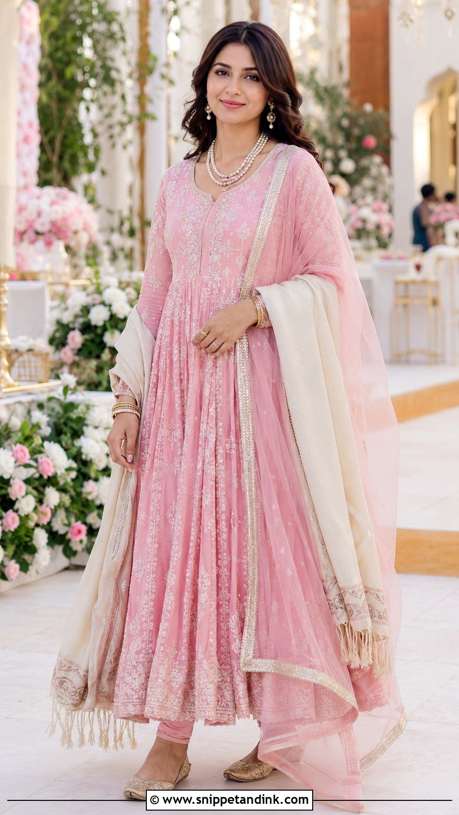 Pink Aari Embroidered Kashmiri Anarkali - Snippet and Ink - 20 Kashmiri Wedding Dress Ideas