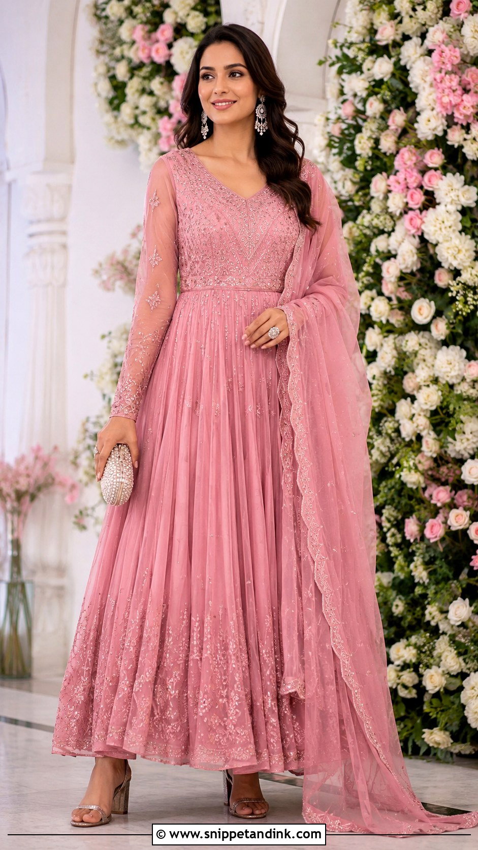 Pink Anarkali Dress With Net Dupatta - Snippet and Ink - 20 Anarkali Dress with Dupatta Ideas