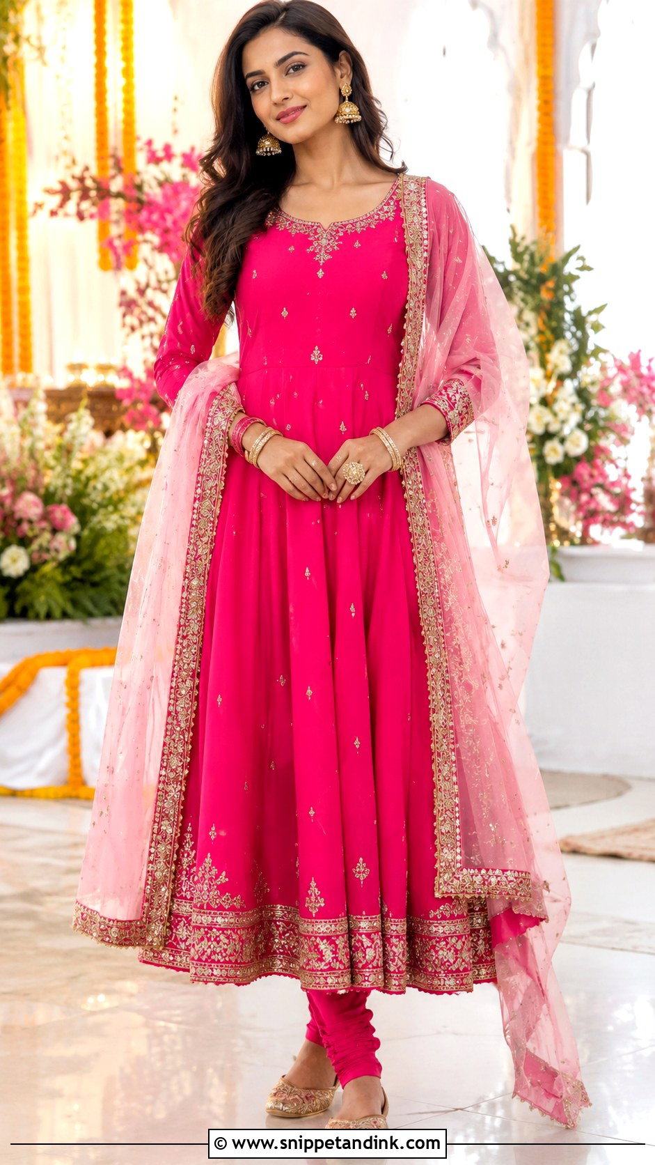 Pink Anarkali For Mehndi Function - Snippet and Ink - 25 Mehndi Function Dress Ideas