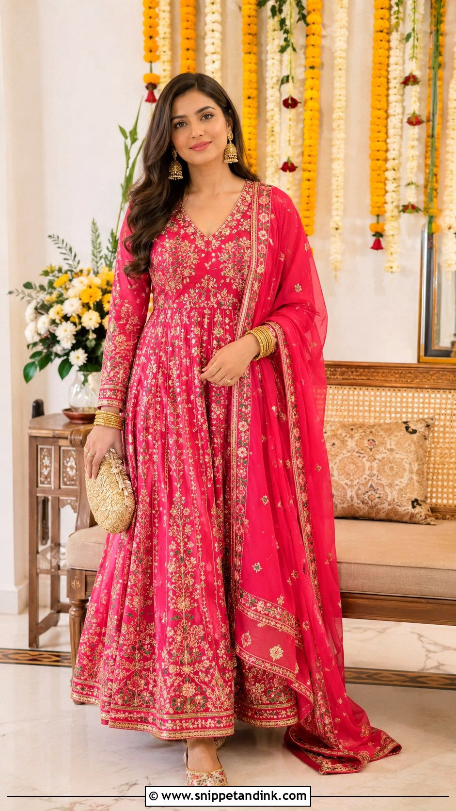Pink Anarkali For Mehndi Function - Snippet and Ink - 25 Dress for Mehndi Function Ideas