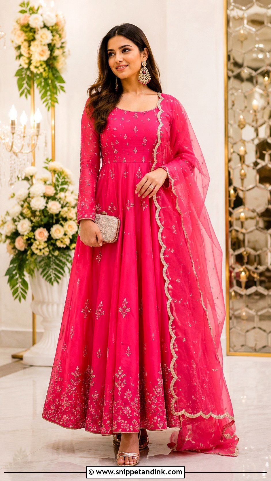 Pink Anarkali Gown With Dupatta - Snippet and Ink - 25 Anarkali Gown with Dupatta Ideas