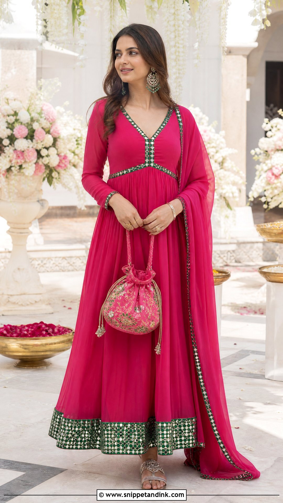 Pink Anarkali Mehandi Outfit - Snippet and Ink - 20 Mehandi Ceremony Outfit Ideas