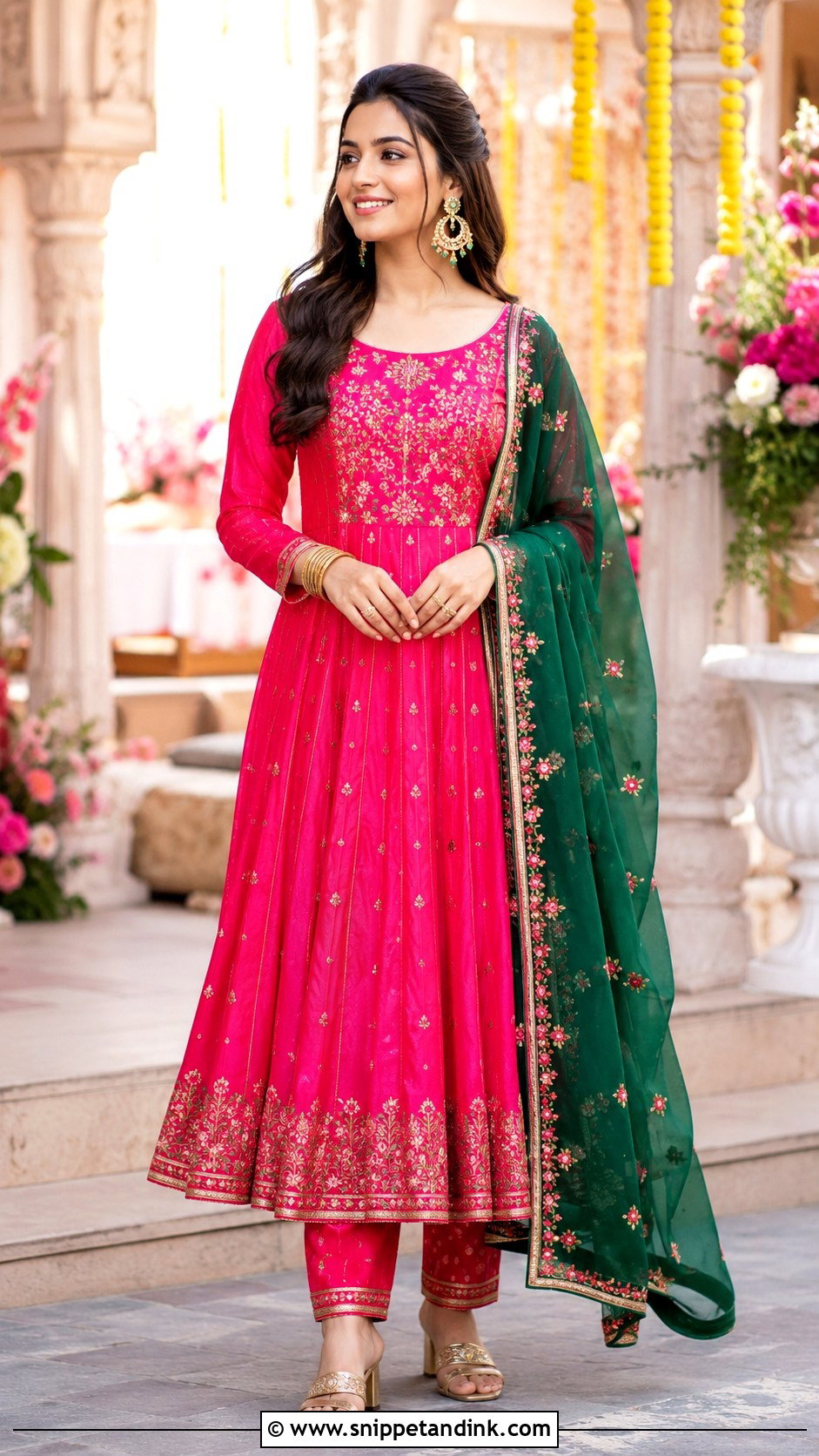 Pink Anarkali Mehendi Dress - Snippet and Ink - 20 Dress for Mehendi Ideas