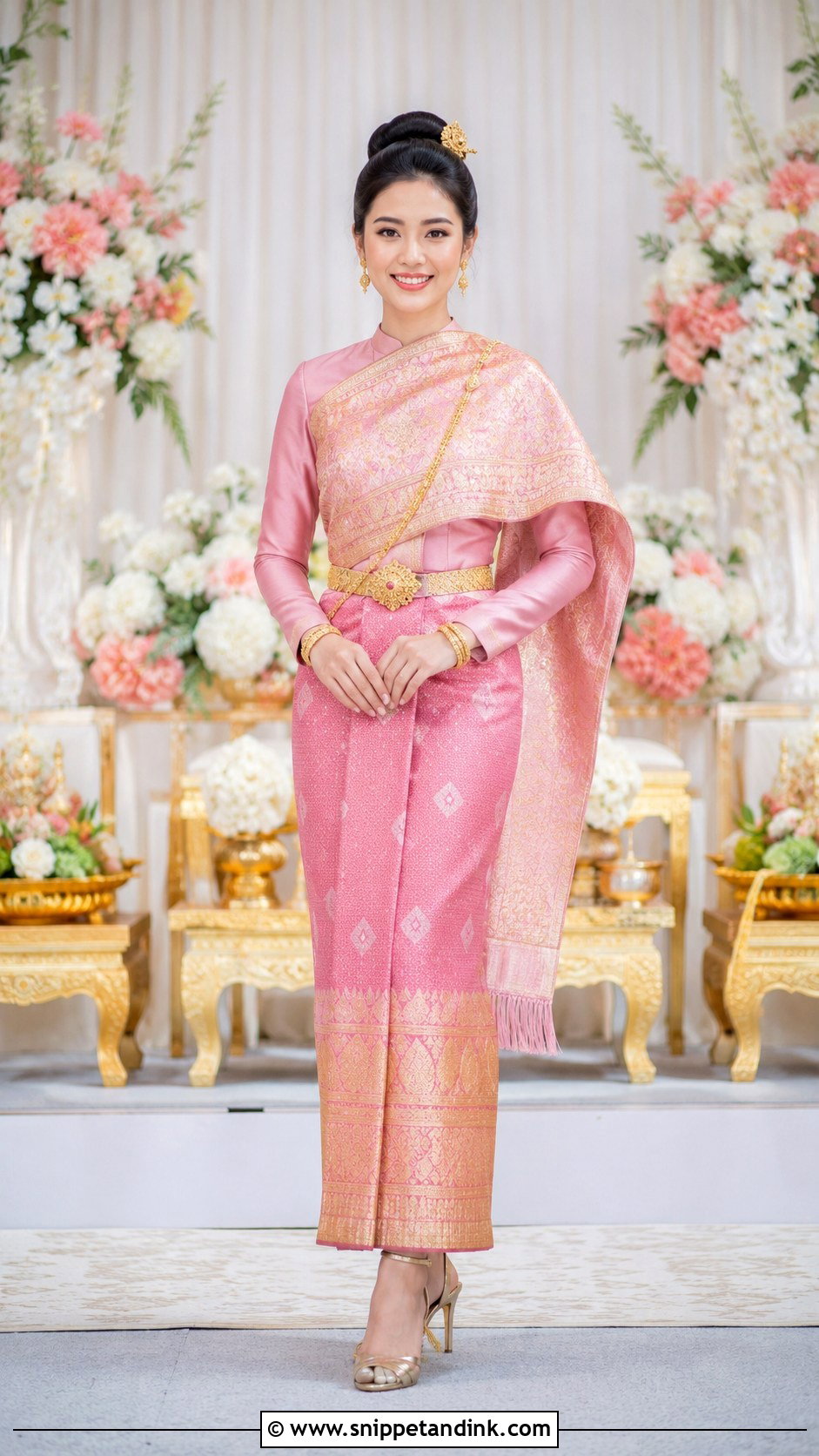 Pink And Gold Lao Wedding Dress - Snippet and Ink - 20 Lao Wedding Dress Ideas