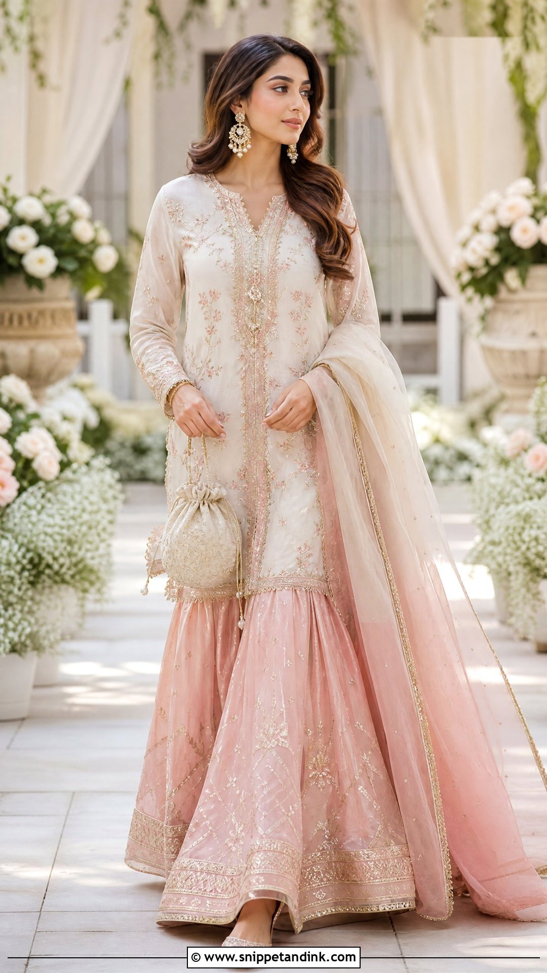 Pink And Ivory Sharara Nikkah Outfit - Snippet and Ink - 20 Pink Nikkah Outfit Ideas