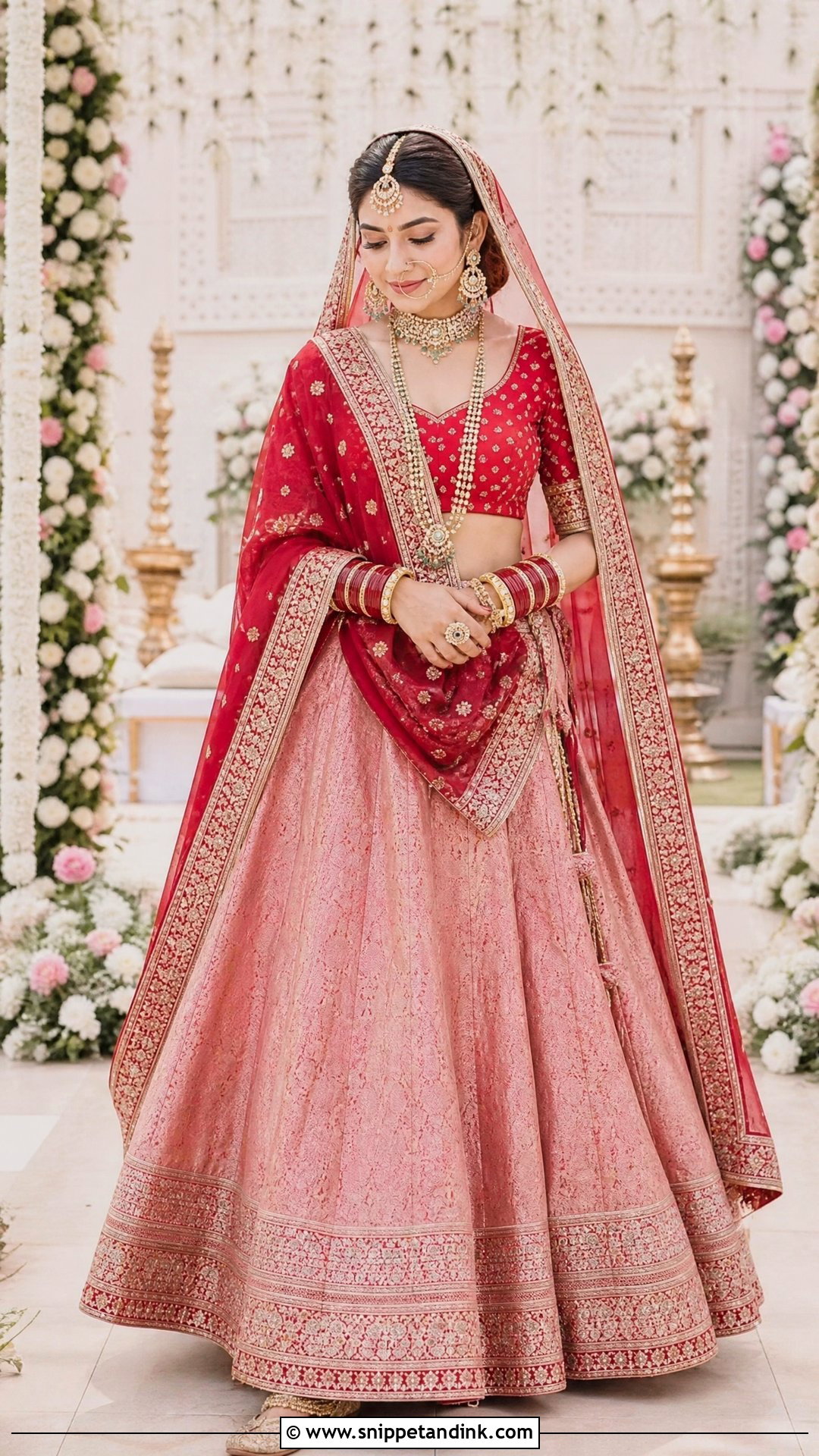Pink And Red Garhwali Bride Lehenga - Snippet and Ink - 25 Garhwali Bride Ideas