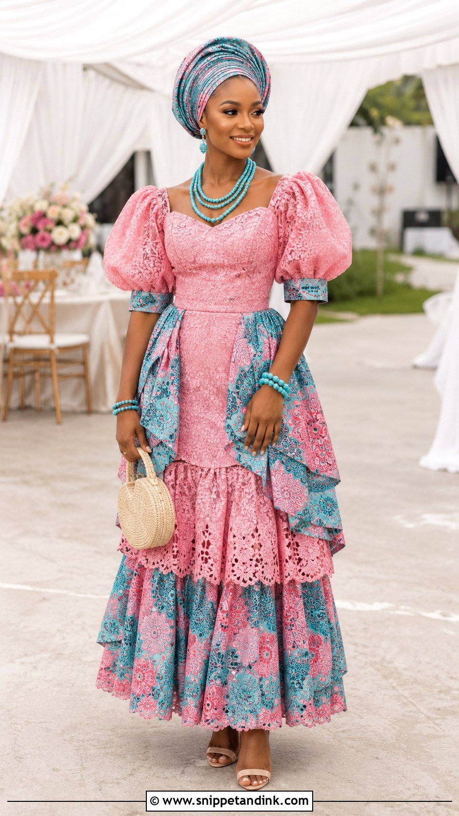 Pink And Turquoise Membeso Dress - Snippet and Ink - 20 Membeso Dress for the Bride Ideas