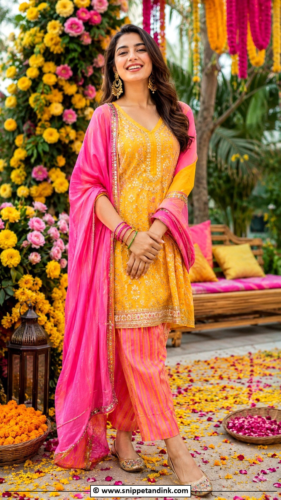 Pink And Yellow Suit For Haldi - Snippet and Ink - 30 Simple Haldi Dress Ideas
