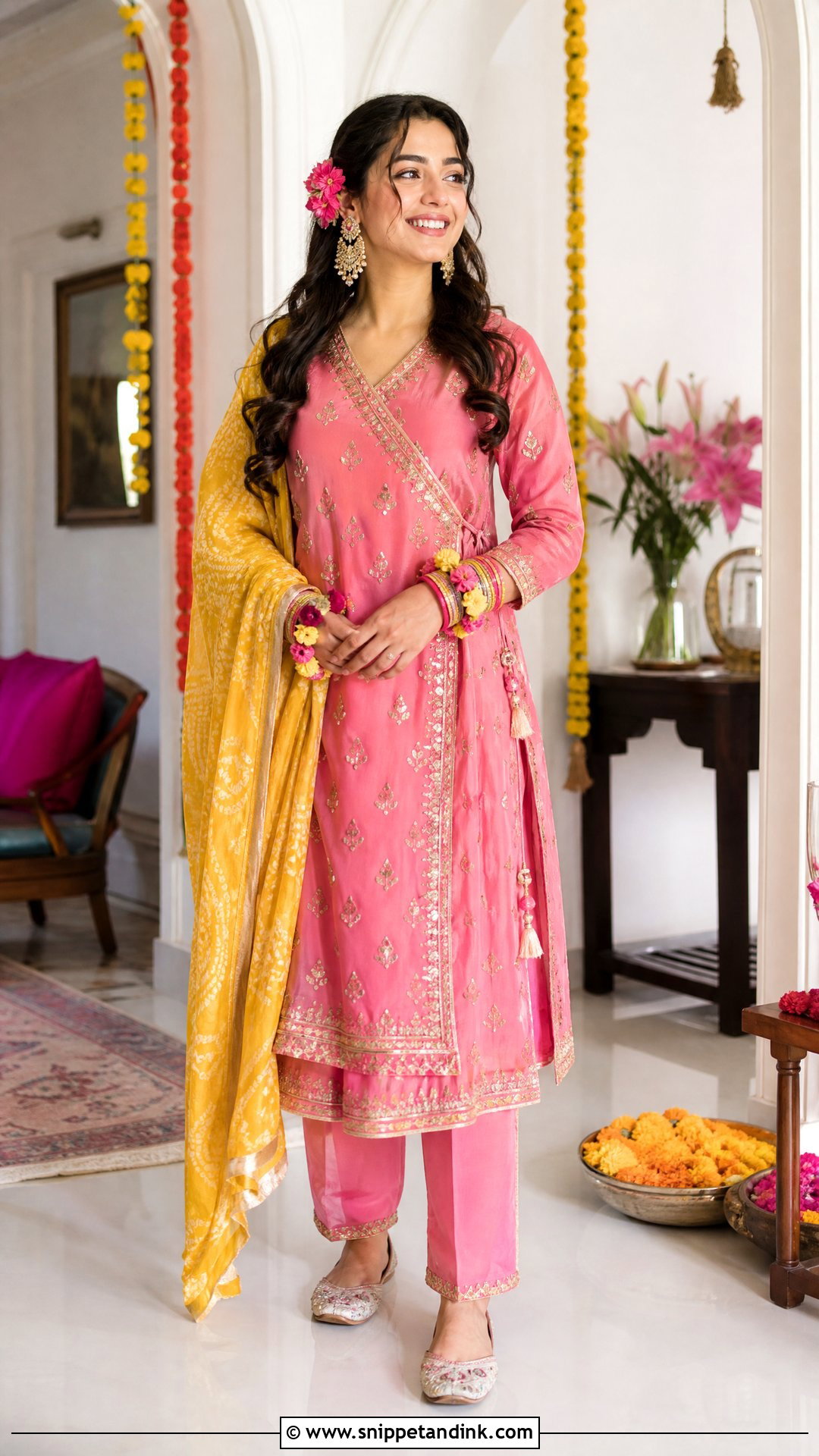 Pink Angarkha Dholki Bridal Outfit - Snippet and Ink - 20 Dholki Outfit Bride Ideas