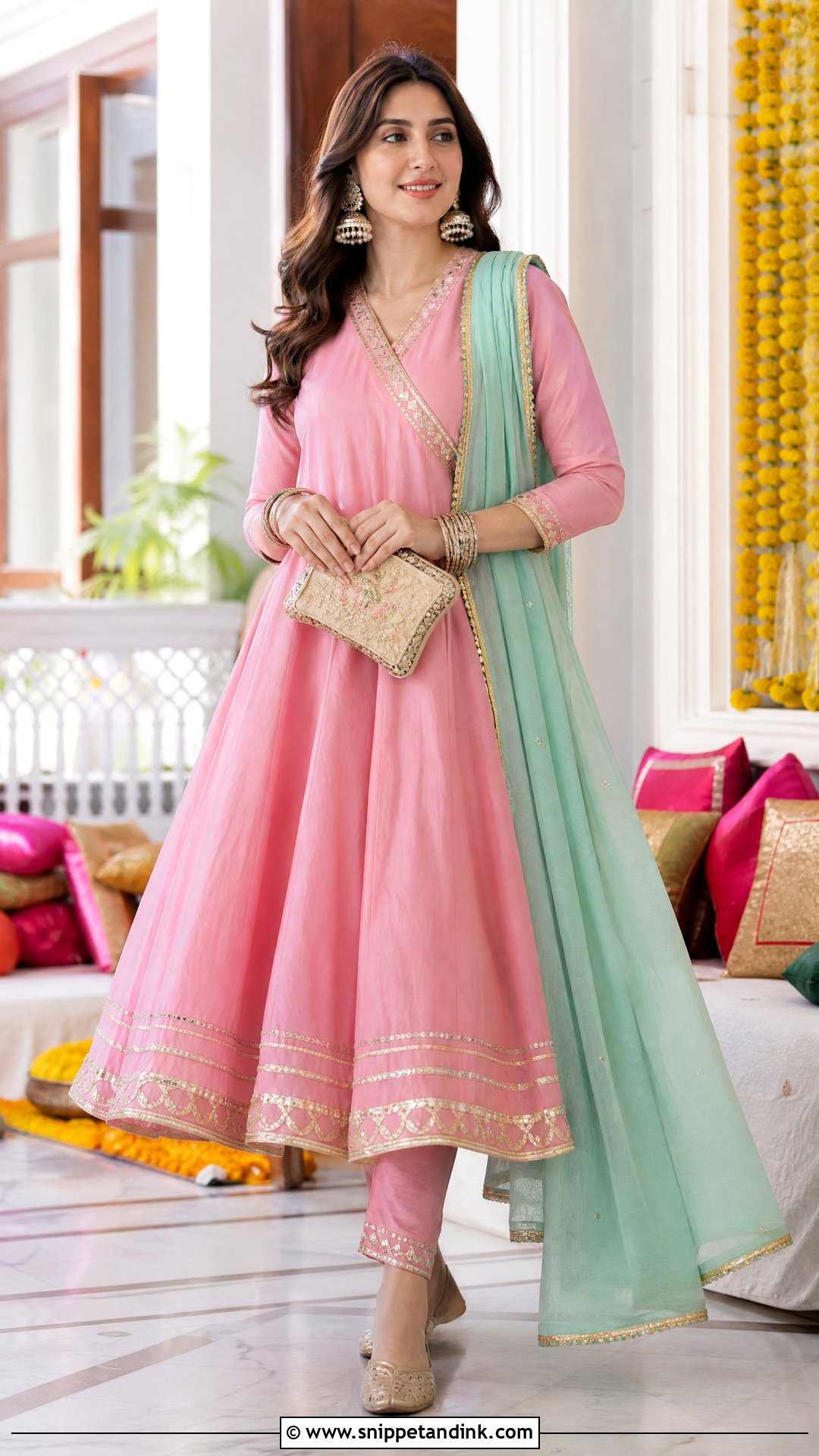 Pink Angrakha Dress For Dholki - Snippet and Ink - 20 Pakistani Function Dresses
