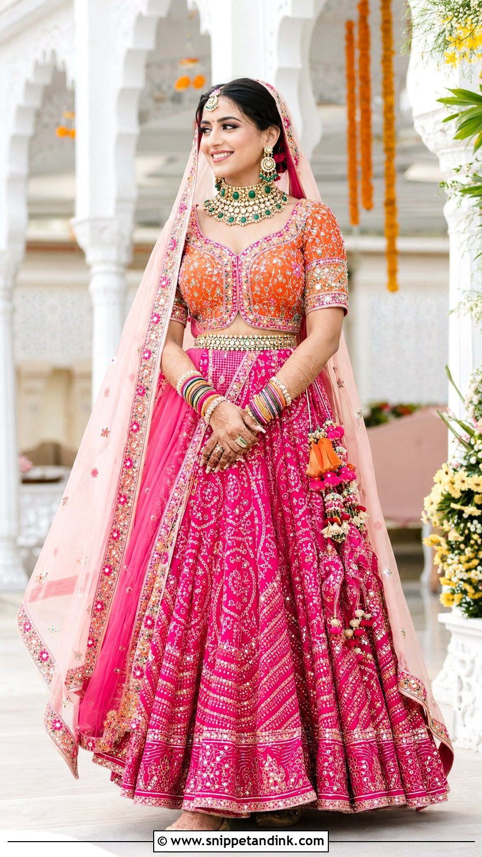 Pink Bandhani Gujarati Bridal Lehenga - Snippet and Ink - 20 Gujrati Wedding Brides Ideas