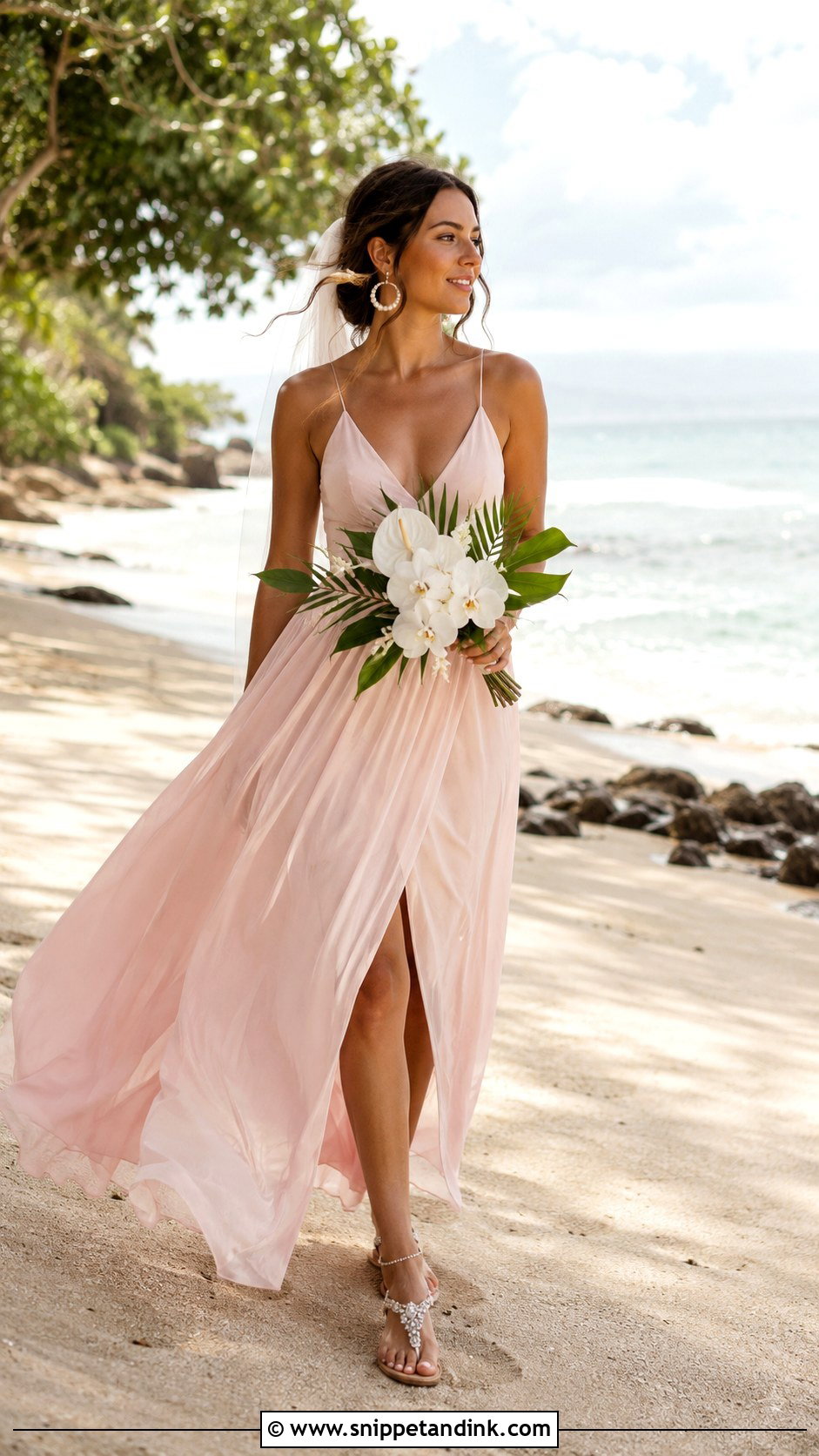 Pink Beach Bridal Dress - Snippet and Ink - 20 Pink Bridal Ideas