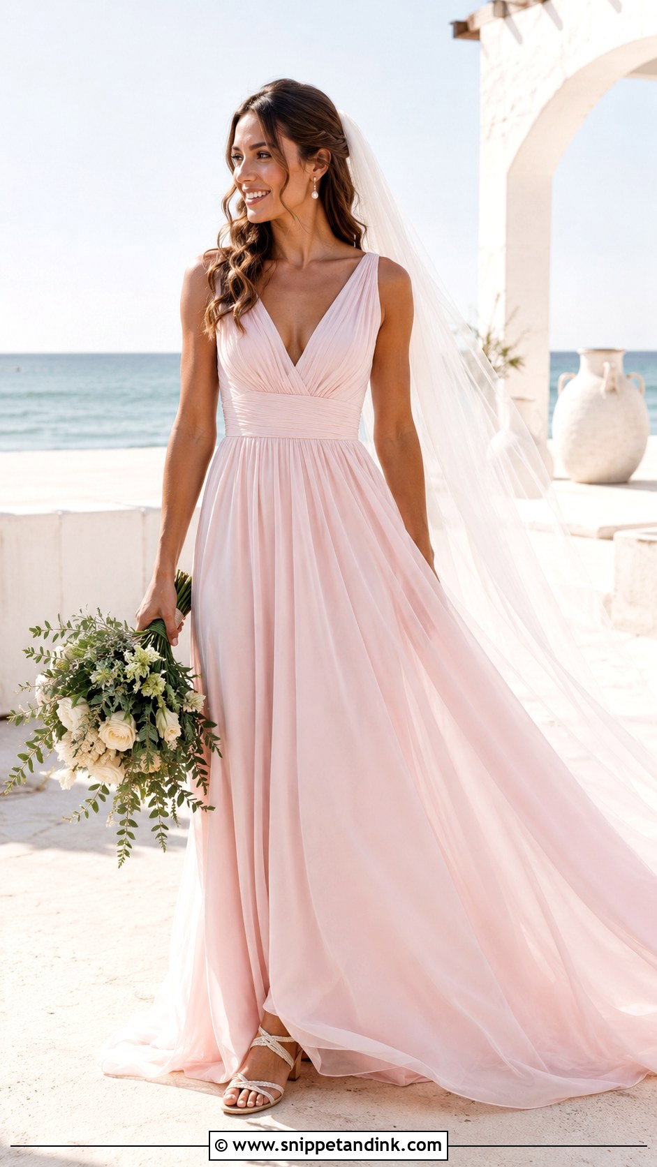 Pink Beach Wedding Dress - Snippet and Ink - 25 Pink Wedding Dresses