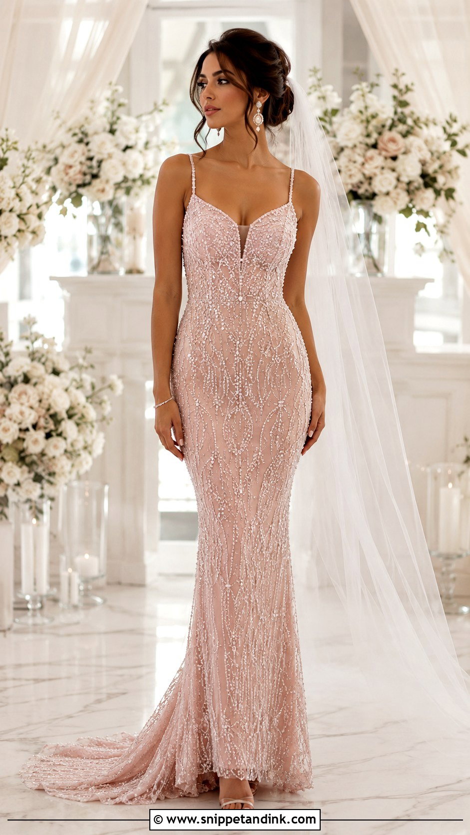 Pink Beaded Wedding Dress - Snippet and Ink - 25 Pink Wedding Dress for Bride Ideas