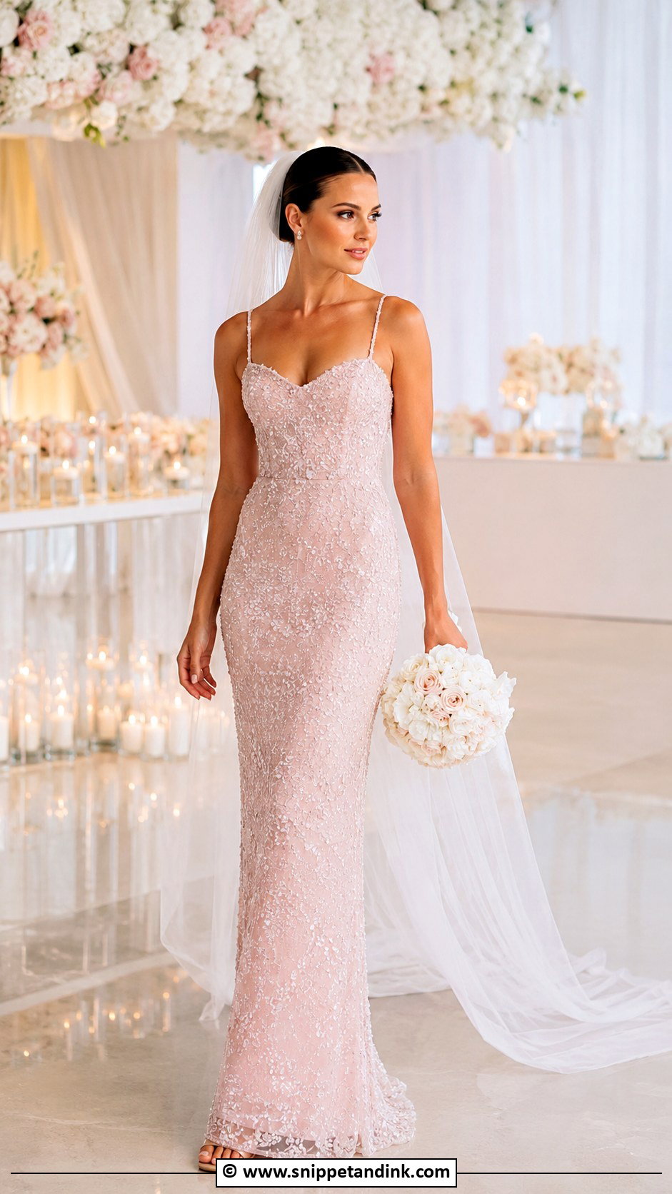 Pink Beaded Wedding Dress - Snippet and Ink - 35 Pink Wedding Dress Ideas