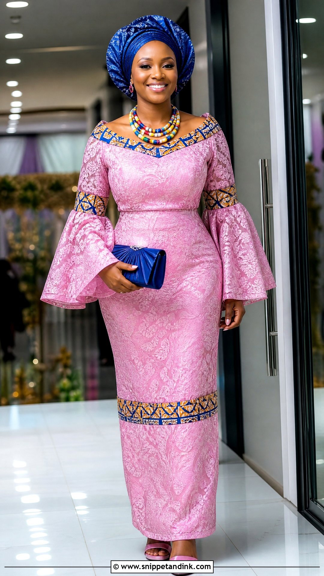 Pink Bell Sleeve Pedi Wedding Gown - Snippet and Ink - 20 Pedi Traditional Attire African Weddings Ideas