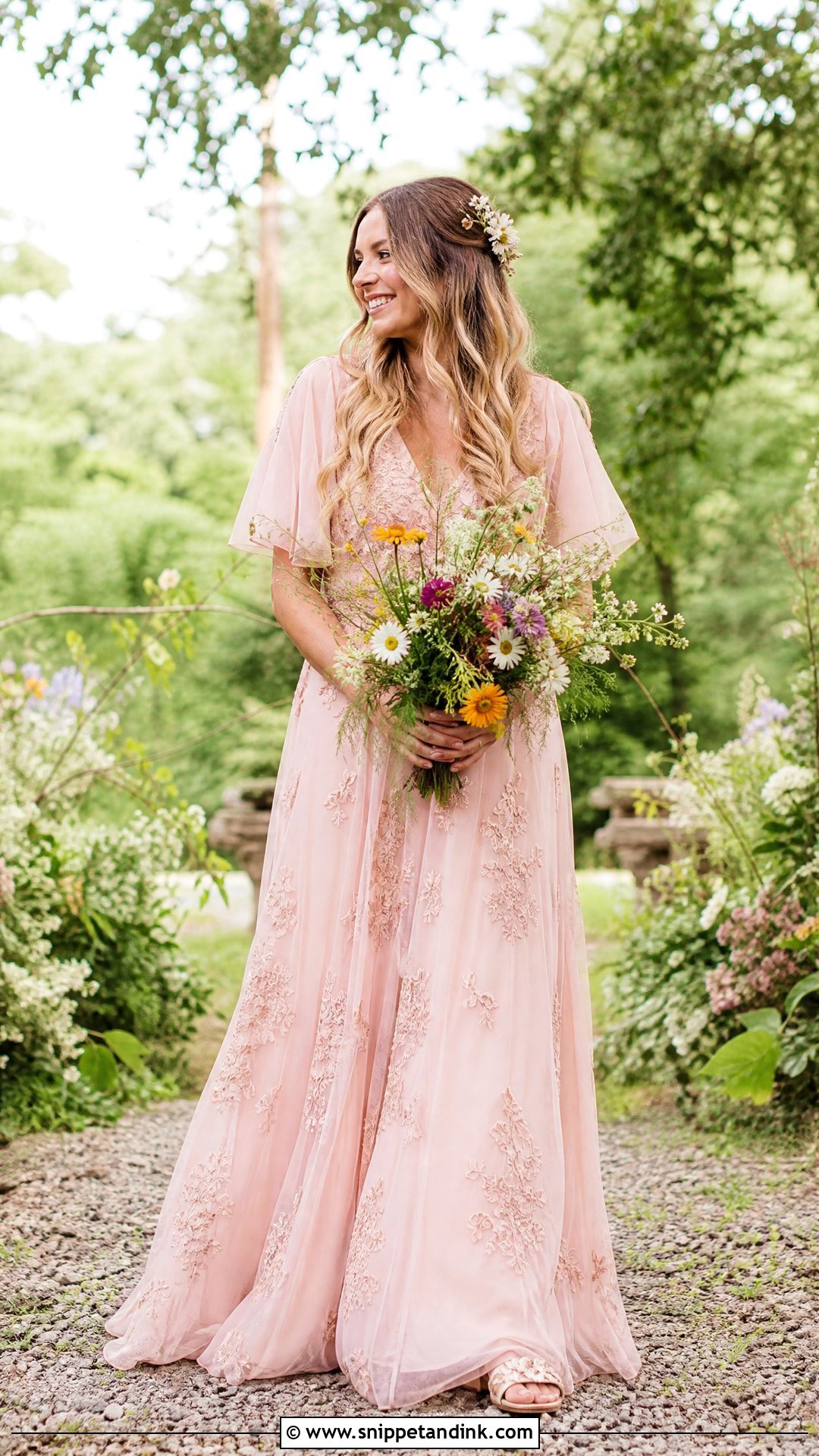 Pink Boho Bridal Dress - Snippet and Ink - 25 Pink Bridal Dress Ideas