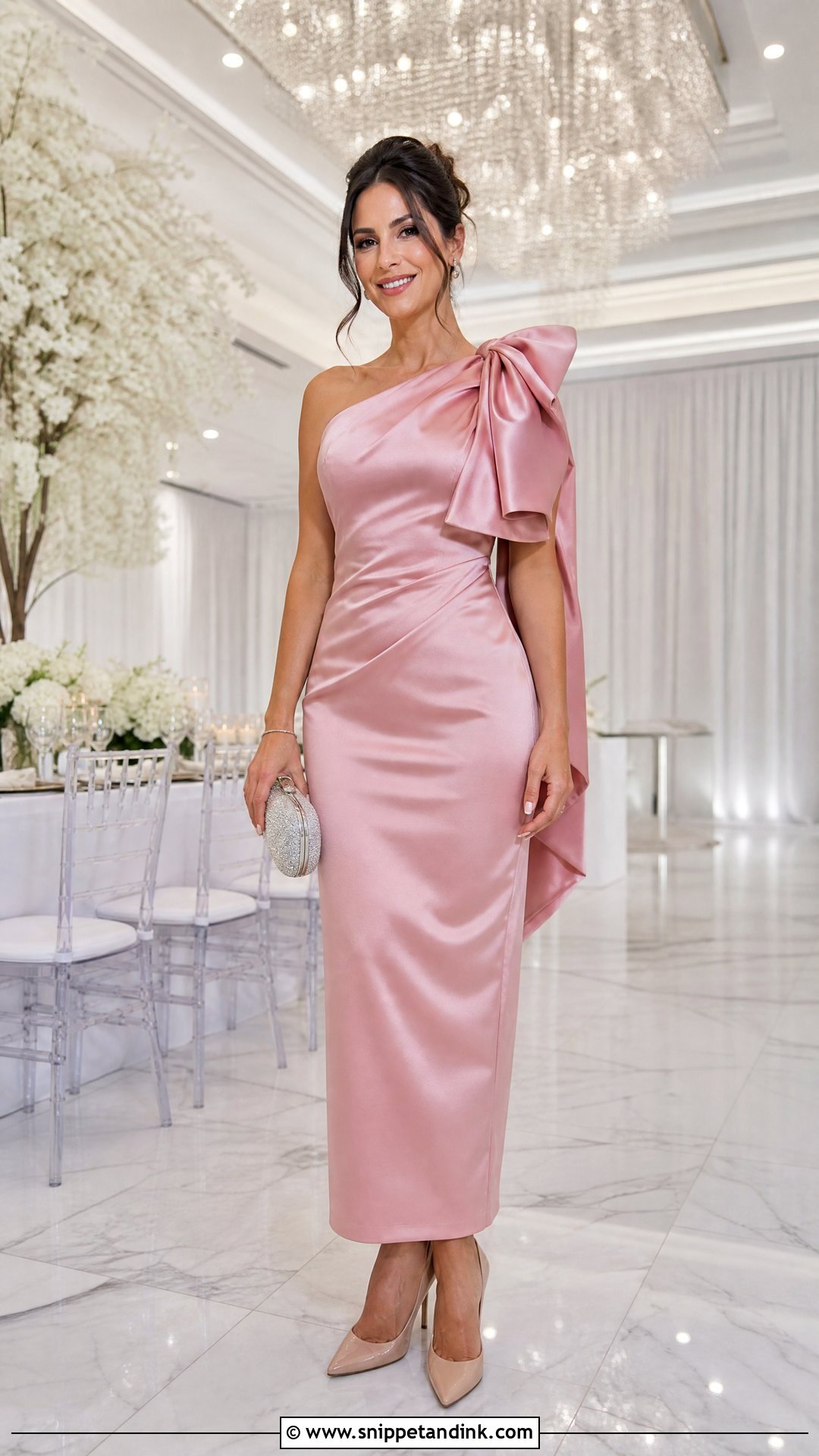 Pink Bow Detail Gown - Snippet and Ink - 25 Pink Gown Ideas