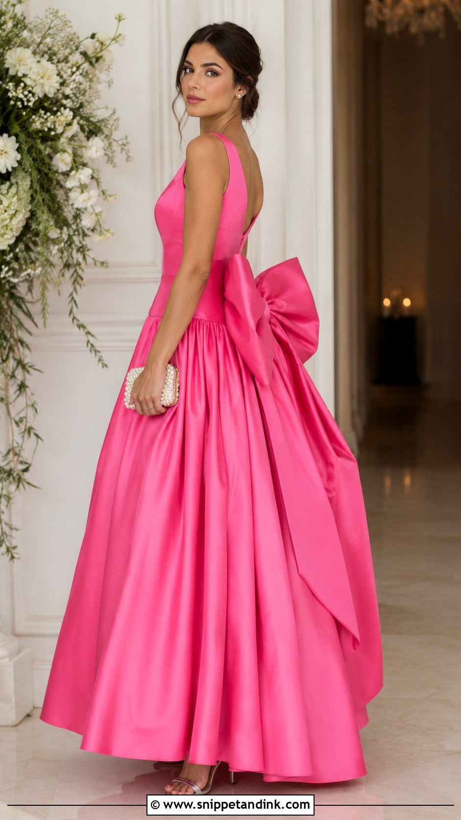 Pink Bow Drop Waist Ball Gown - Snippet and Ink - 20 Drop Waist Ball Gown Ideas