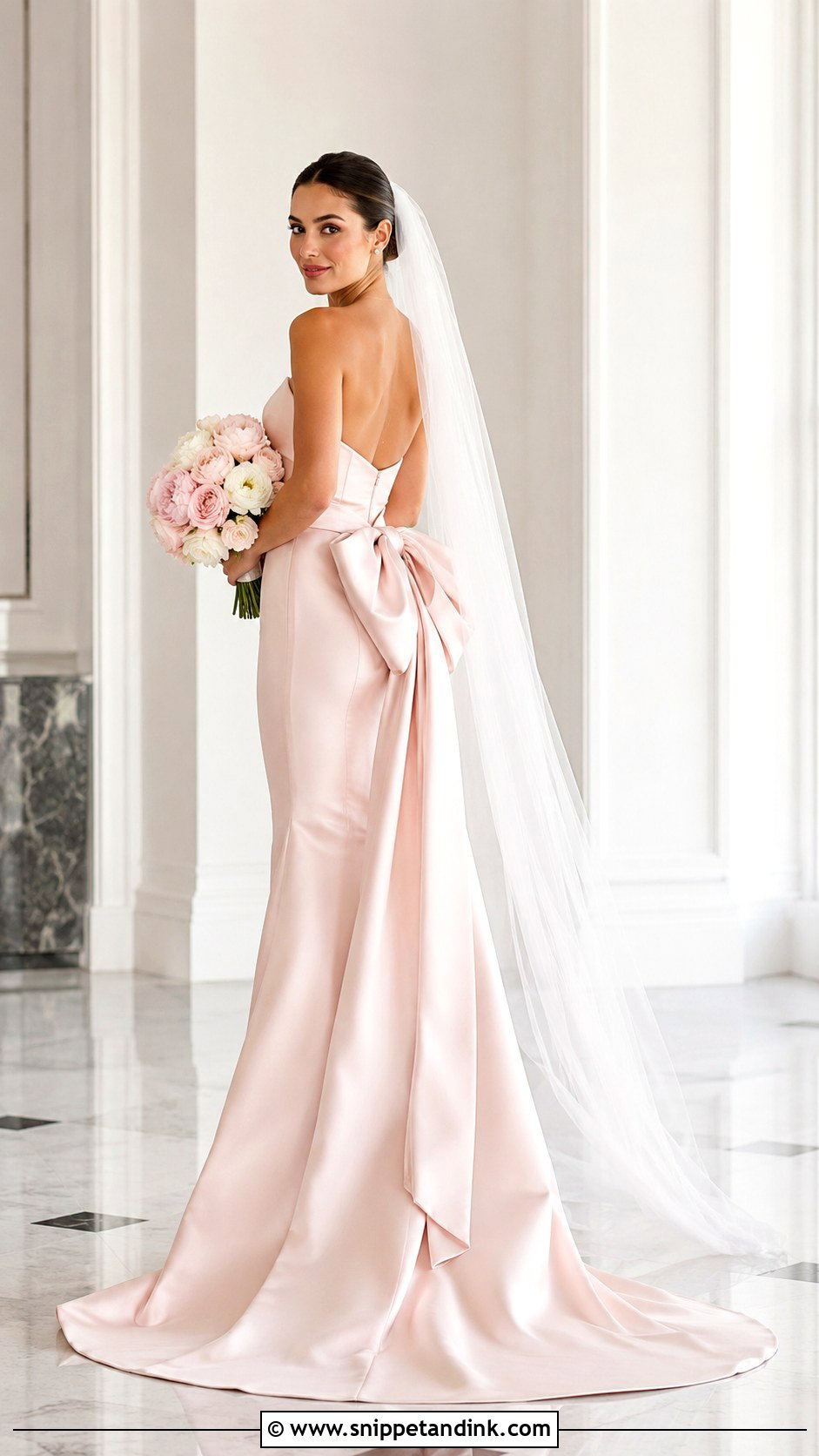 Pink Bow Wedding Dress - Snippet and Ink - 25 Pink Wedding Dresses