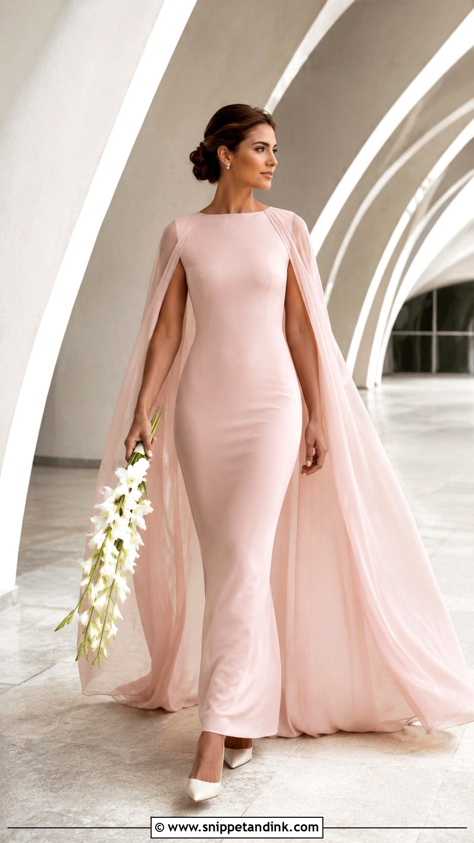 Pink Bridal Cape Gown - Snippet and Ink - 20 Pink Bridal Ideas