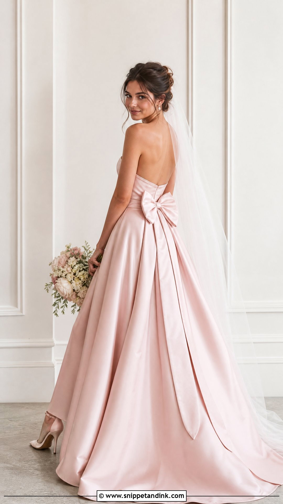 Pink Bridal Dress With Bow - Snippet and Ink - 25 Pink Bridal Dress Ideas