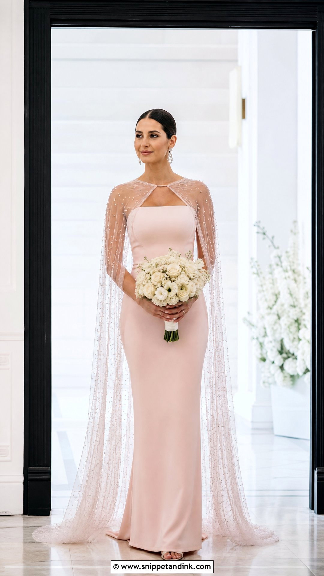 Pink Bridal Dress With Cape - Snippet and Ink - 25 Pink Bridal Dress Ideas