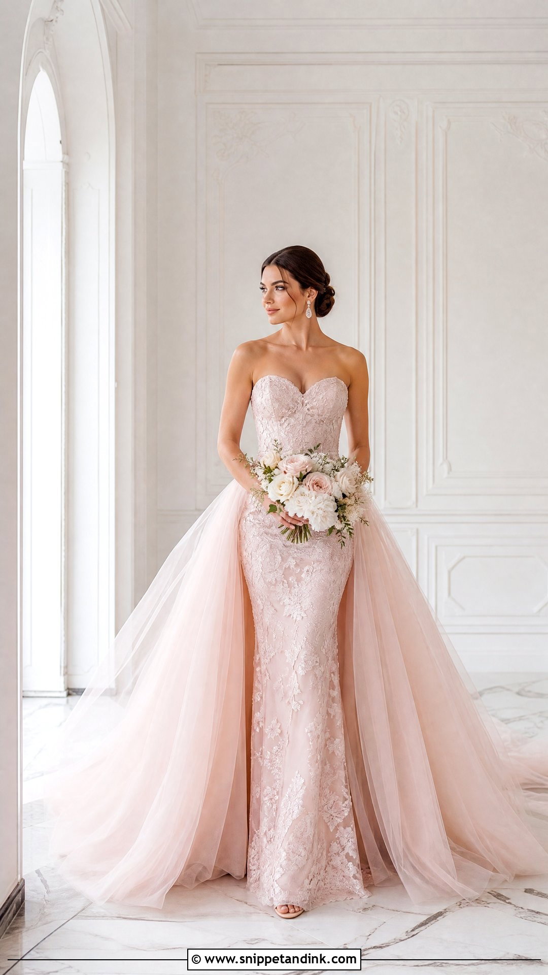 Pink Bridal Dress With Detachable Train - Snippet and Ink - 25 Pink Bridal Dress Ideas