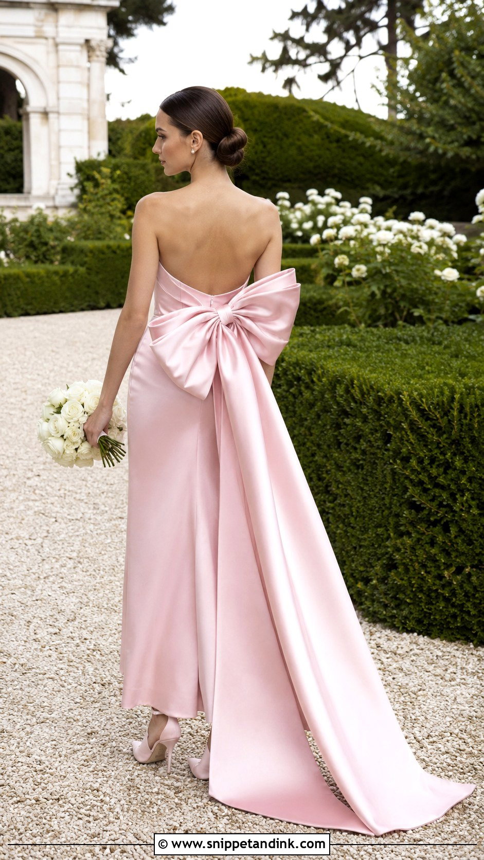 Pink Bridal Gown With Bow - Snippet and Ink - 20 Pink Bridal Ideas