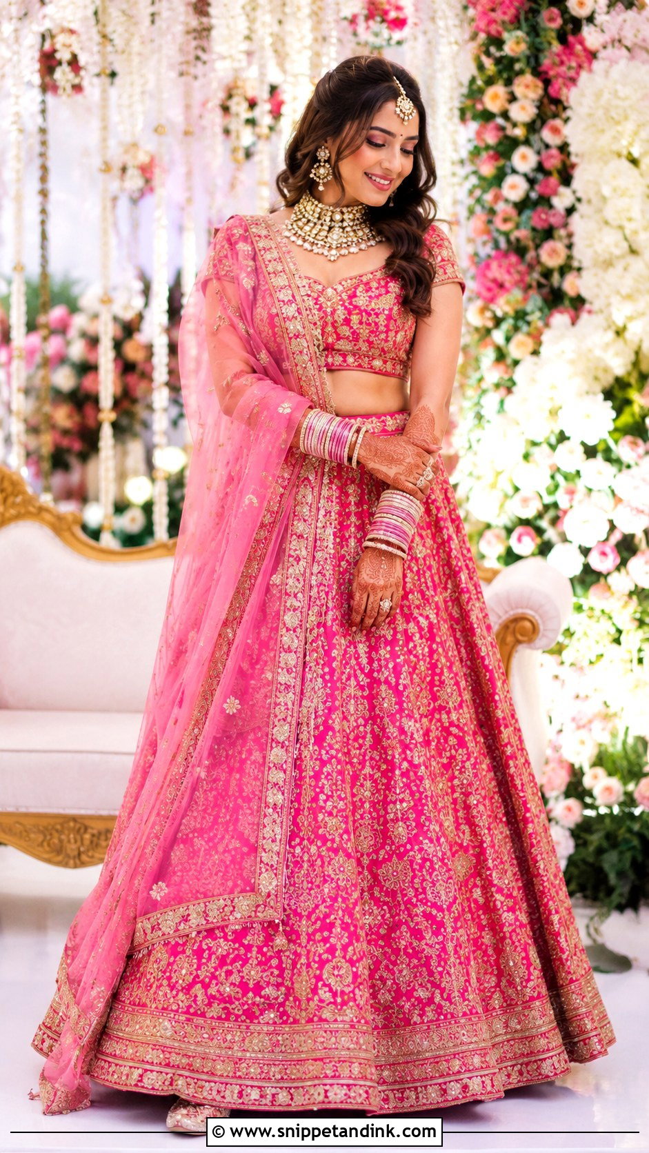 Pink Bridal Lehenga Look - Snippet and Ink - 25 New Indian Bride Look Ideas