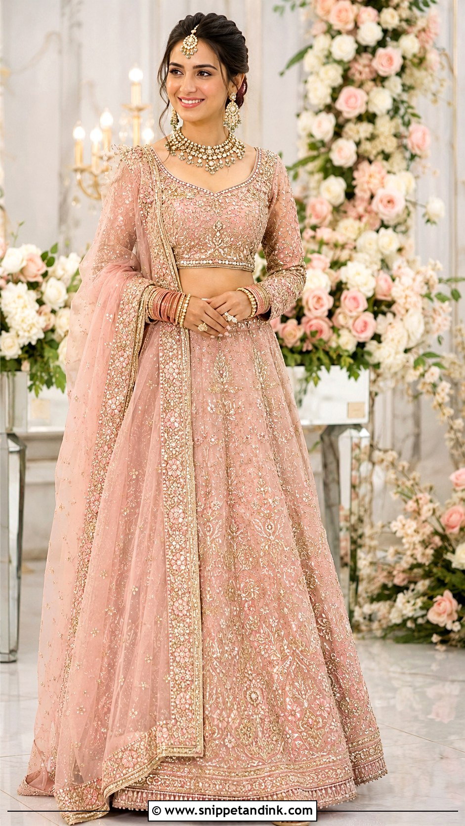Pink Bridal Lehenga With Organza Dupatta - Snippet and Ink - 30 Pakistani Wedding Dresses