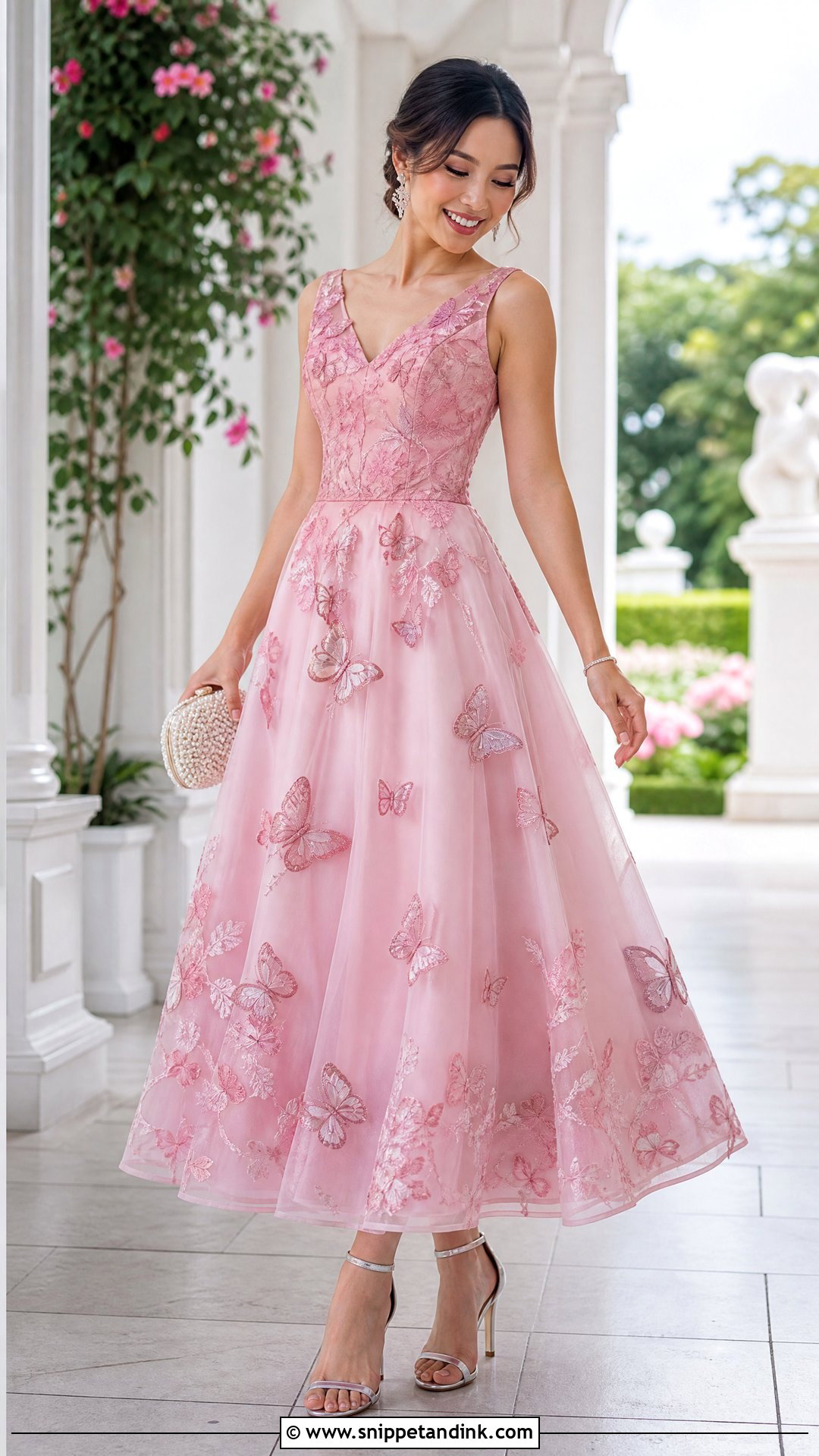 Pink Butterfly A Line Gown - Snippet and Ink - 20 Butterfly Dress Gowns