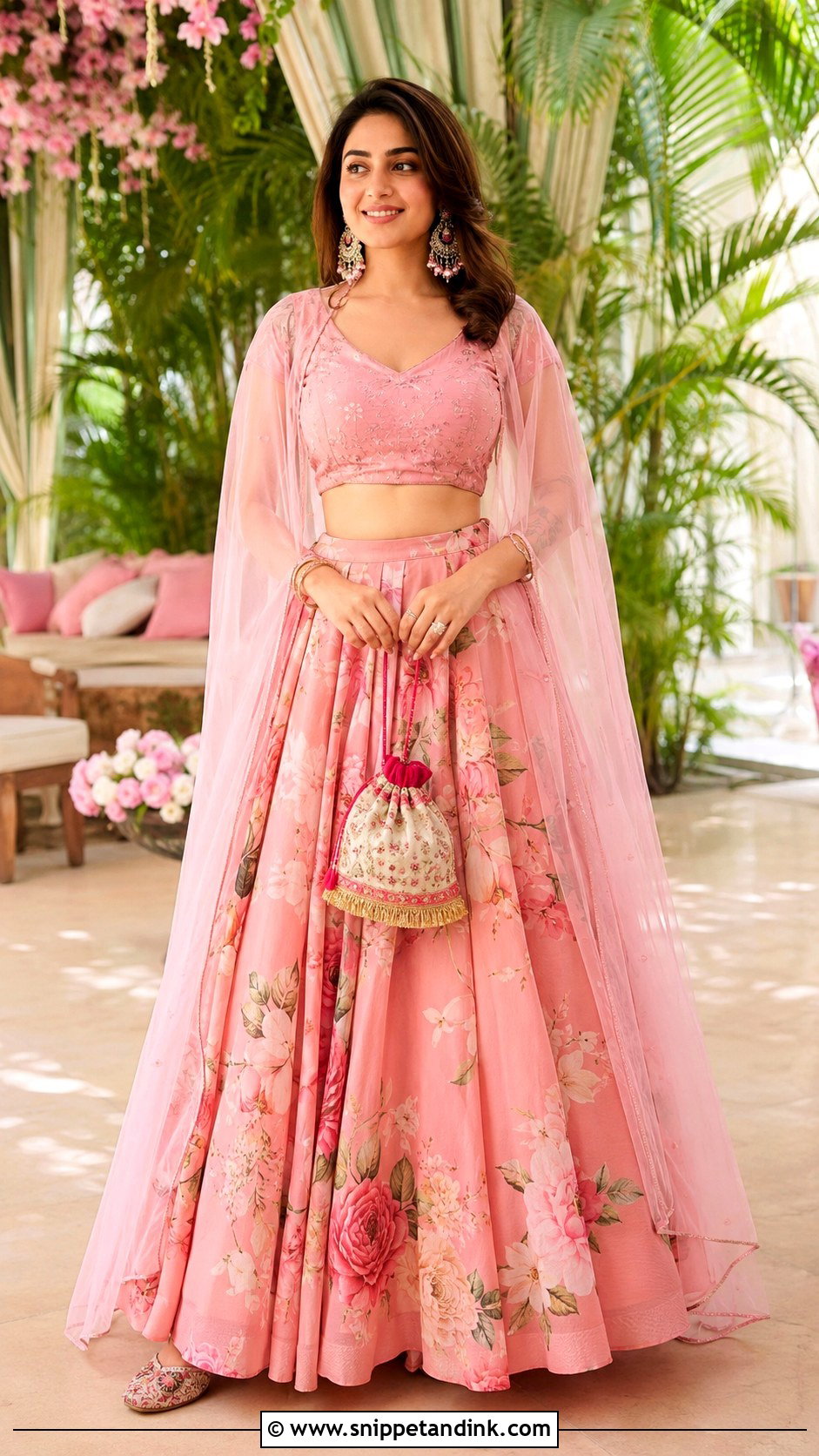 Pink Cape Lehenga For Sister Wedding Mehndi - Snippet and Ink - 20 Indian Sisters Wedding Dresses