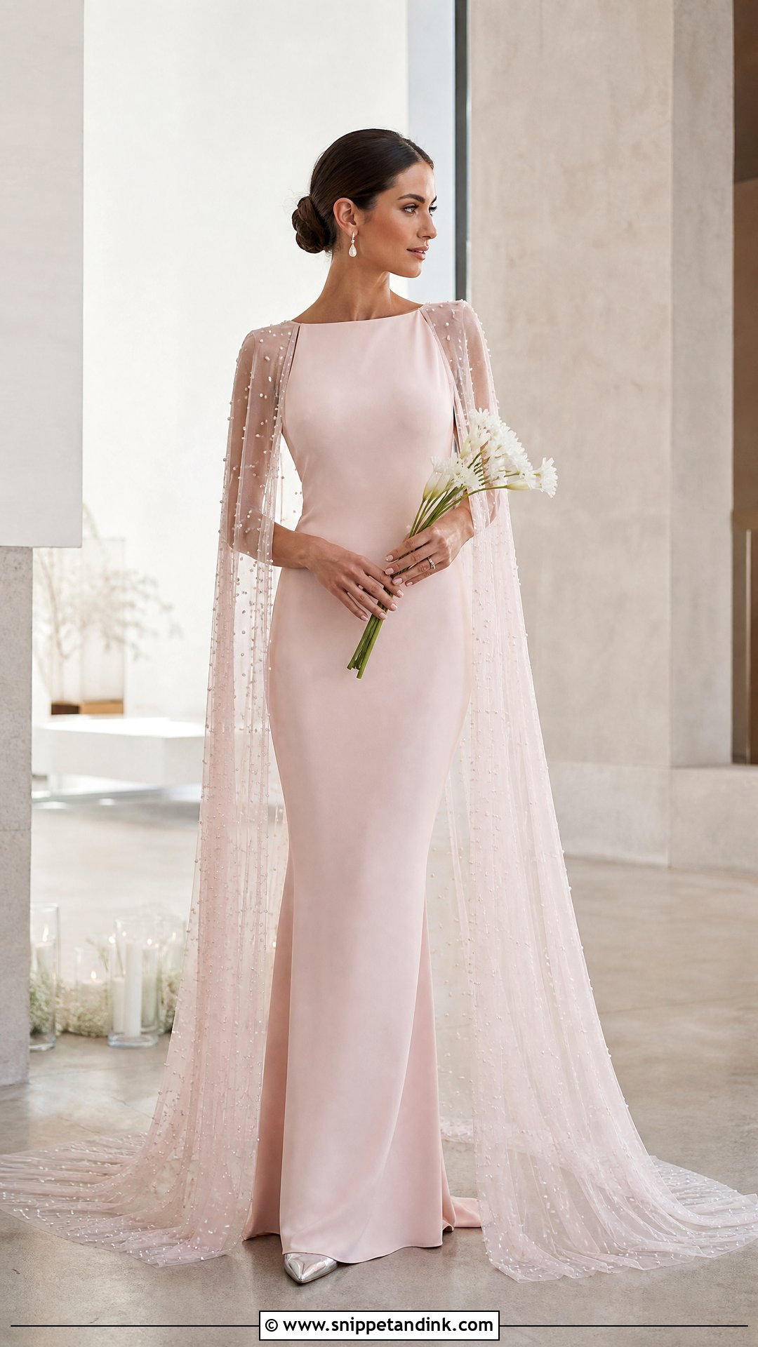 Pink Cape Wedding Gown - Snippet and Ink - 20 Pink Wedding Gowns