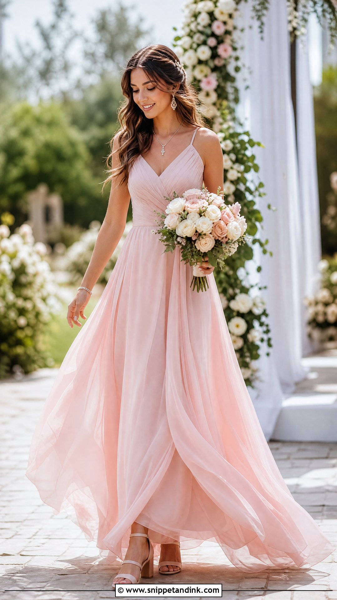 Pink Chiffon Bridal Dress - Snippet and Ink - 25 Pink Bridal Dress Ideas