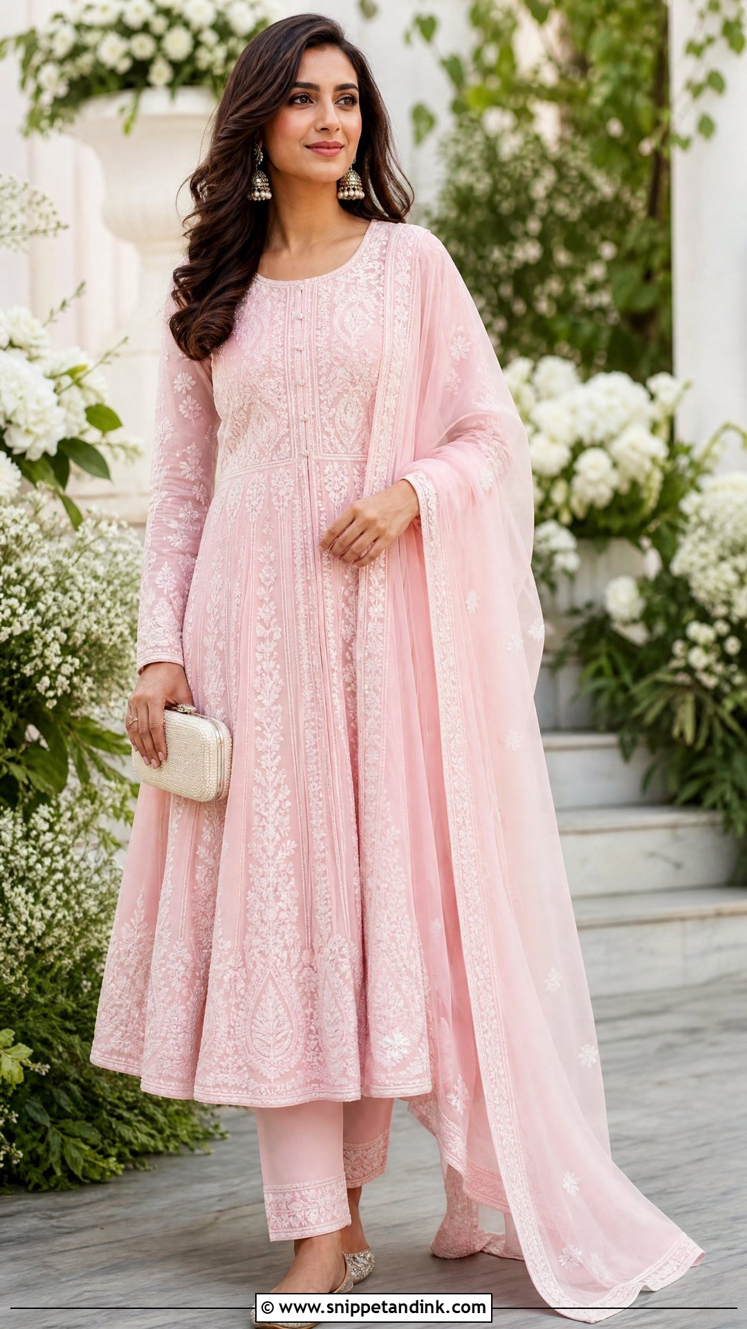 Pink Chikankari Anarkali Nikkah Outfit - Snippet and Ink - 20 Pink Nikkah Outfit Ideas