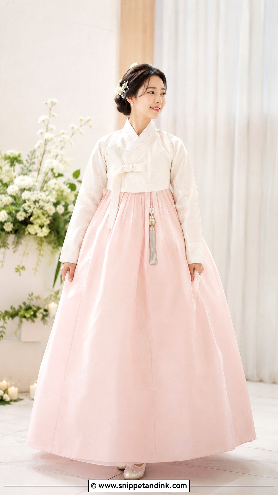 Pink Chima Ivory Jeogori Hanbok - Snippet and Ink - 25 Traditional Korean Wedding Dress Ideas