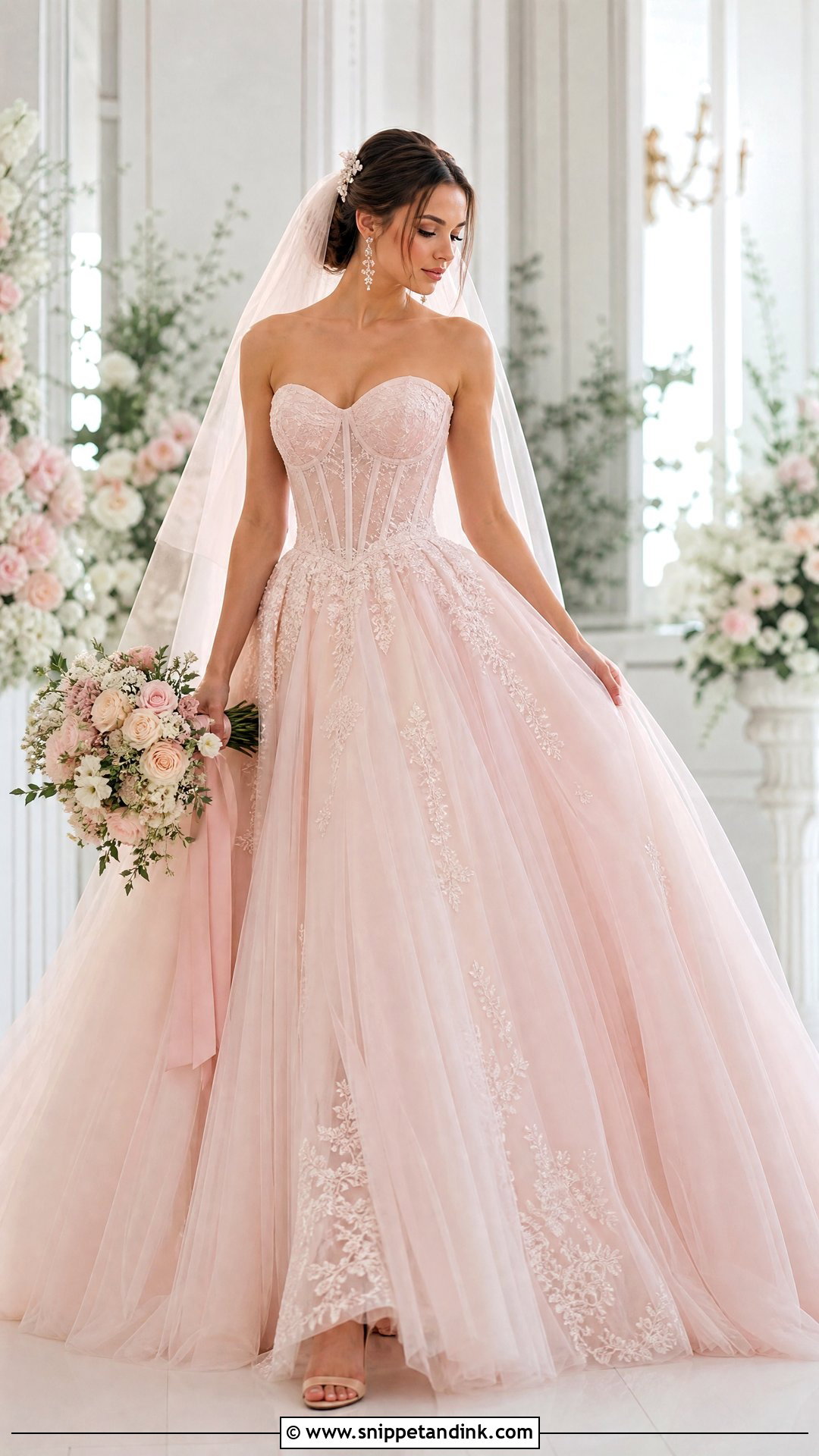 Pink Corset Bridal Dress - Snippet and Ink - 25 Pink Bridal Dress Ideas