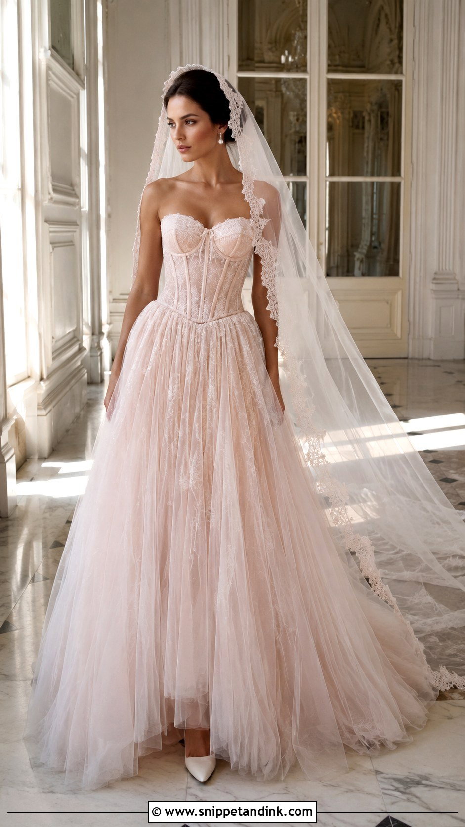 Pink Corset Bridal Gown - Snippet and Ink - 20 Pink Bridal Ideas