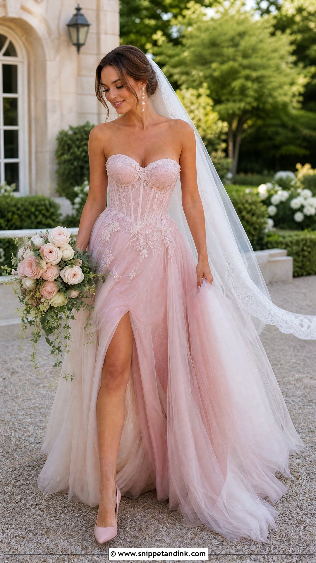 Pink Corset Bride Dress - Snippet and Ink - 20 Pink Bride Dress Ideas