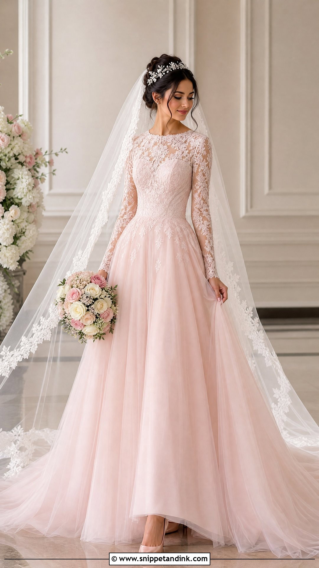 Pink Corset Bride Gown - Snippet and Ink - 25 Pink Bride Ideas