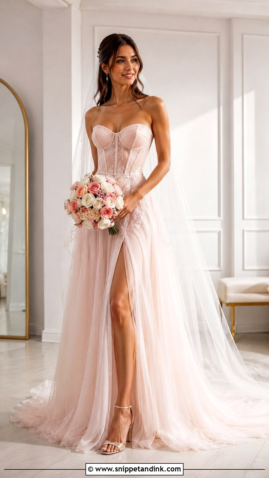 Pink Corset Wedding Dress - Snippet and Ink - 25 Pink Wedding Dresses