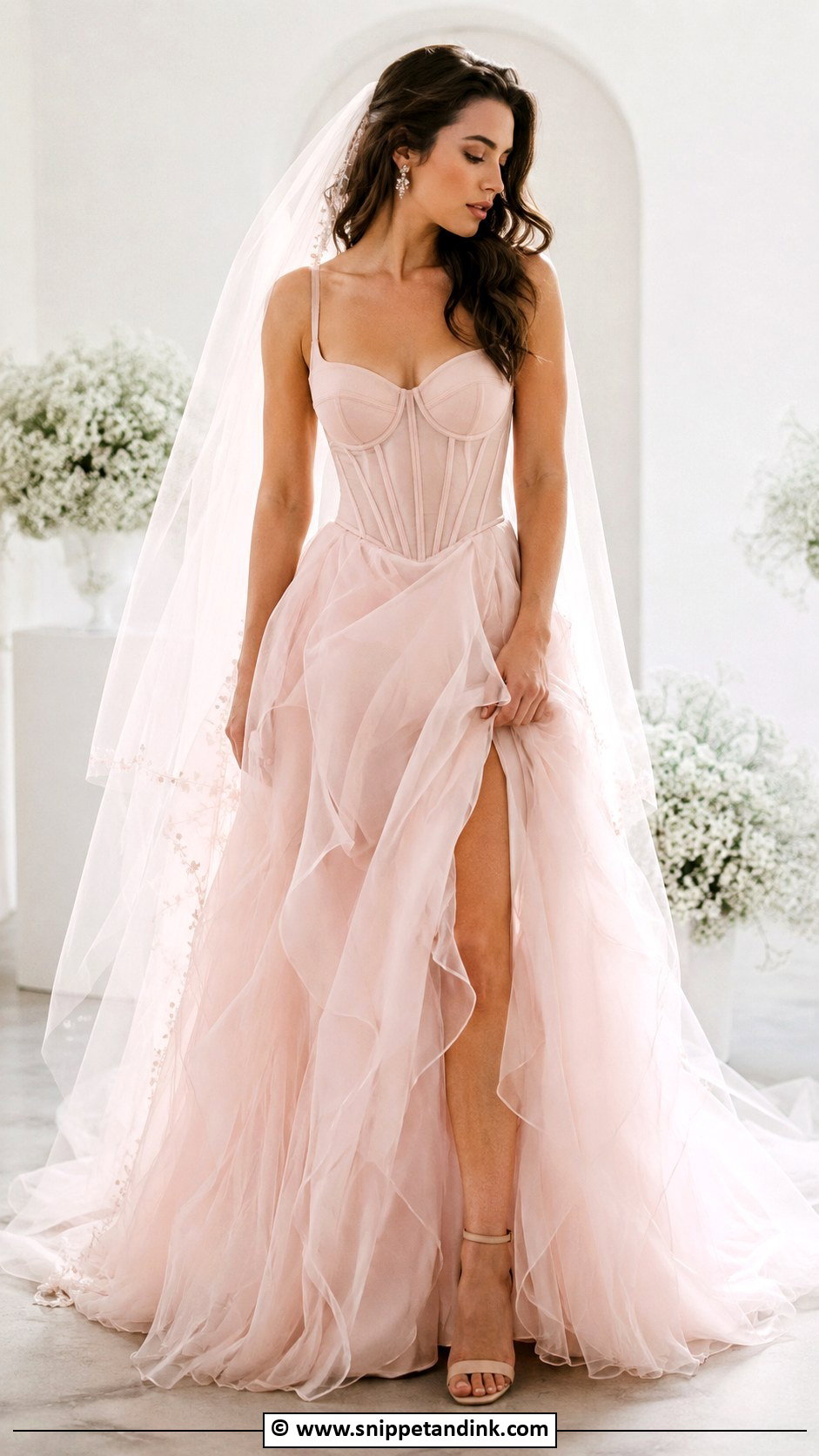 Pink Corset Wedding Dress - Snippet and Ink - 35 Pink Wedding Dress Ideas