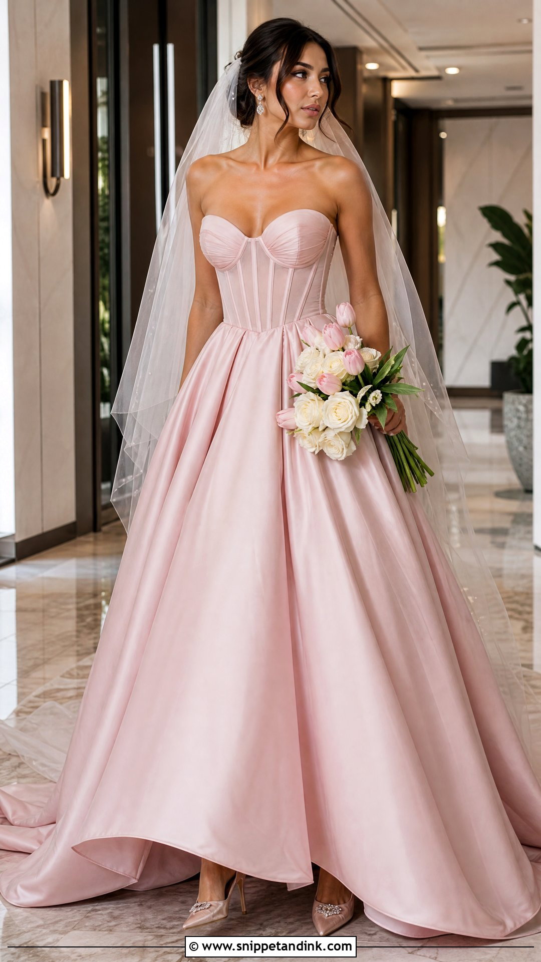 Pink Corset Wedding Gown - Snippet and Ink - 20 Pink Wedding Gowns