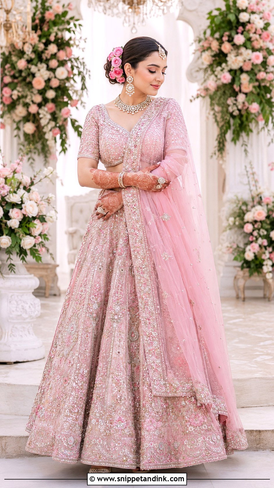 Pink Embroidered Bridal Lehenga - Snippet and Ink - 20 Bridal Traditional Outfit Ideas