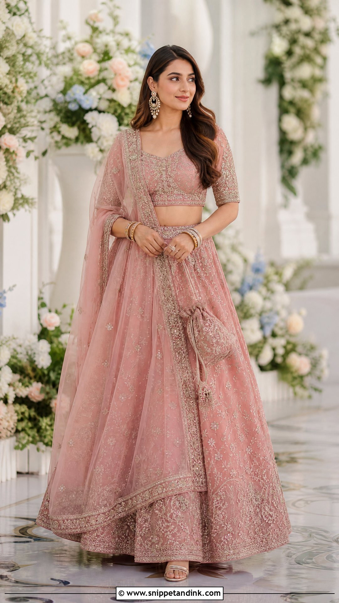 Pink Embroidered Lehenga Wedding Outfit - Snippet and Ink - 20 Pink Wedding Outfit Ideas