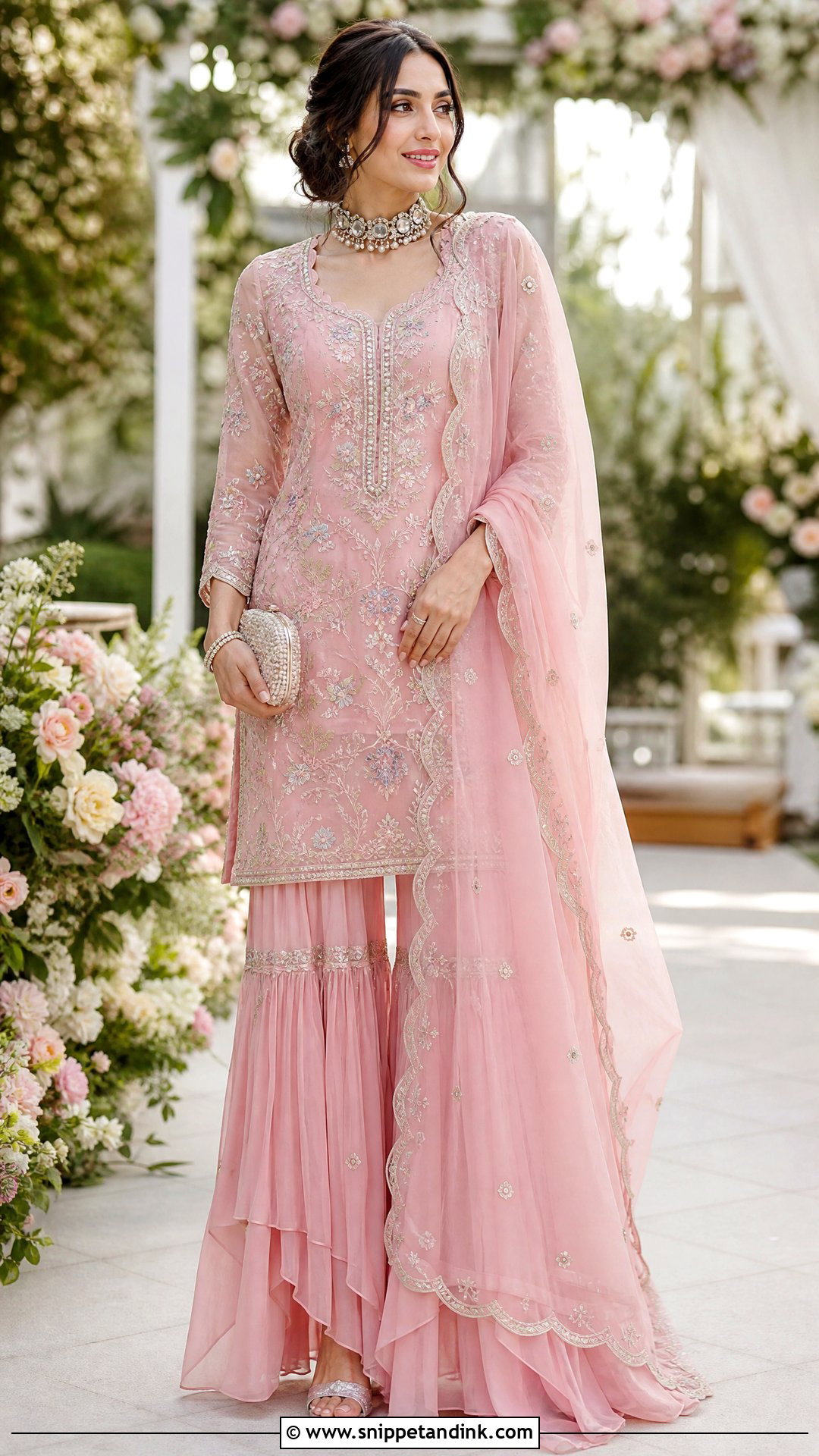Pink Embroidered Sharara Wedding Dress - Snippet and Ink - 20 Sharara Wedding Dress Ideas