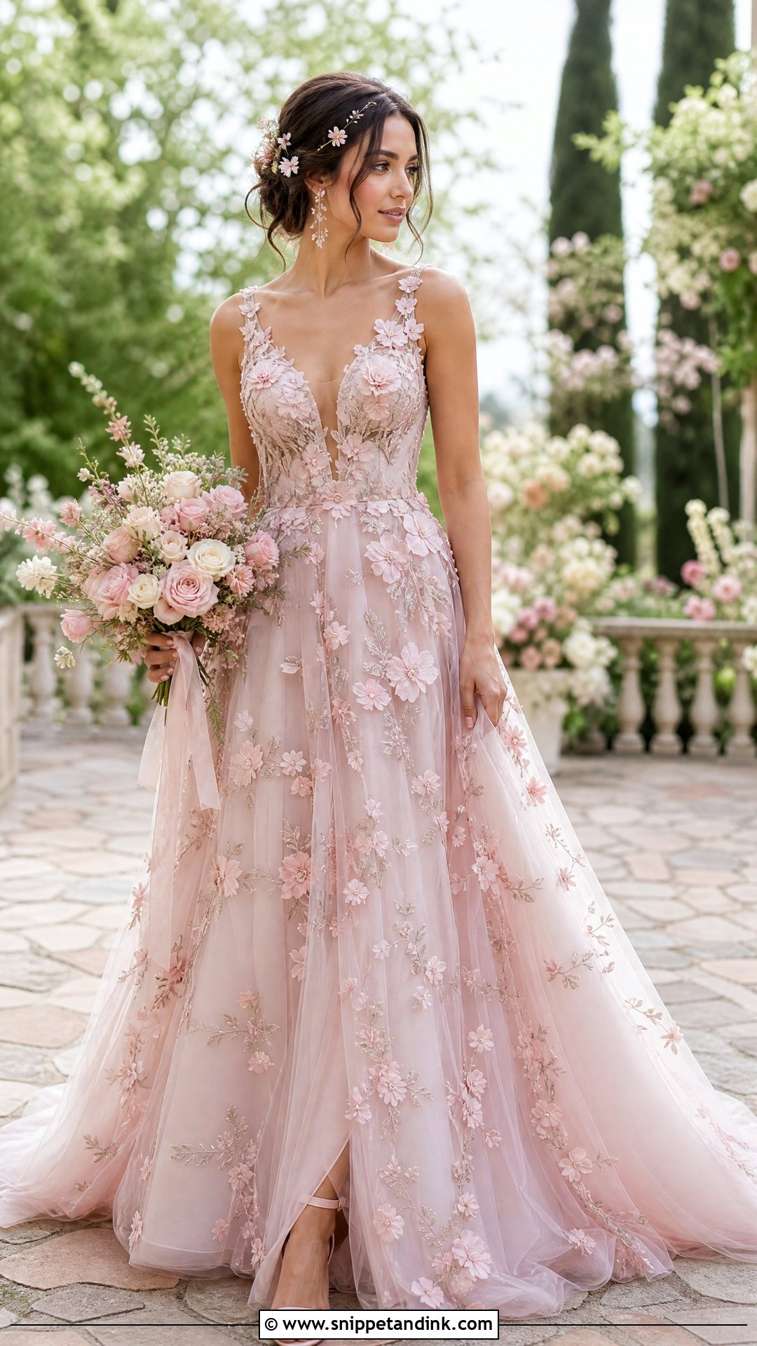 Pink Floral Bridal Dress - Snippet and Ink - 25 Pink Bridal Dress Ideas
