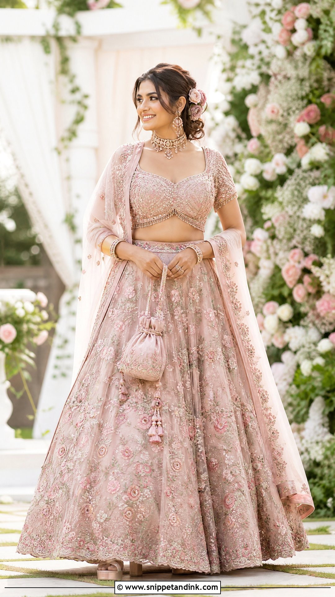 Pink Floral Bridal Lehenga - Snippet and Ink - 20 Wedding Lenghas Ideas