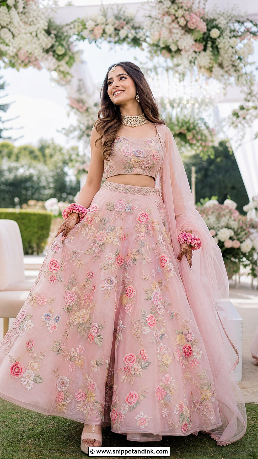 Pink Floral Bridal Lehenga - Snippet and Ink - 20 Unique Indian Bridal Outfits